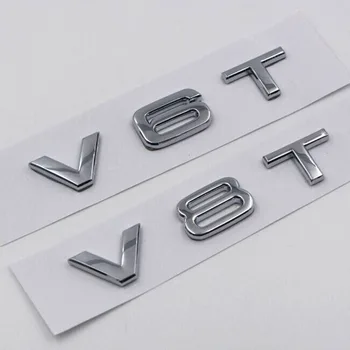 Araba Styling 3D Metal V6T V8T V6 V8 T Çamurluk Yan Gövde Amblemi Kuyruk Bagaj Çamurluk Rozeti Sticker Audi A4 A3 A5 A6 A1 Q3 Q5 Q7