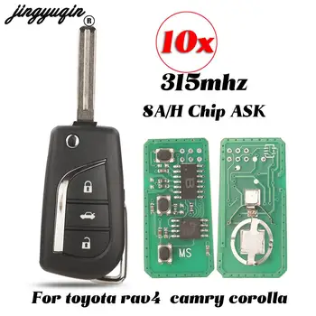jingyuqin 10 adet 3 Düğmeler Çevirme Uzaktan Araba Anahtarı Fob ASK 315MHZ H-8A Çip Toyota RAV4 Camry Hilux Corolla Araba Aksesuarları 2015+