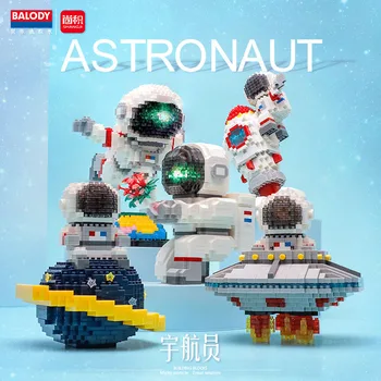 Karikatür Güzel Roket Astronot 3D Yapı Taşı Yıldız Spaceman Rakamlar Mikro Elmas Mini tuğla oyuncaklar Çocuklar İçin noel hediyesi