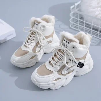 Kış Kadın Sıcak Ayakkabı Platformu Kar Botları Ayak Bileği Patik Kadın Rahat peluş ayakkabı Pamuk Bayanlar Çizme Zapatos Mujer 2024