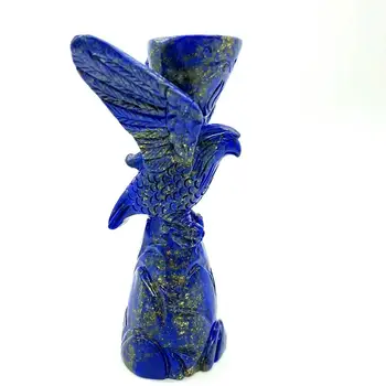 Yüksek Kalite Toptan Kristal Şamdan Halk El Sanatları El Oyma Lapis Lazuli Şamdanlar Dekorasyon İçin