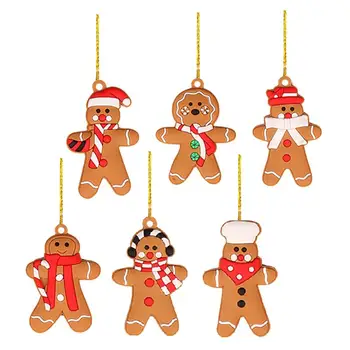 Zencefilli kurabiye Adam Dekorasyon 6 ADET Mini Yılbaşı Ağacı Süsleri Zencefil Erkekler Figürleri Parti İyilik Ev Dekorasyon Noel İçin